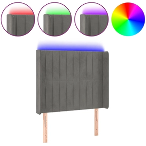 vidaXL Tête de lit à LED Gris clair 103x16x78/88 cm Velours pas cher