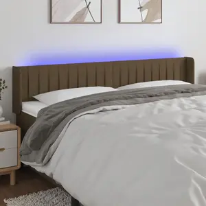 vidaXL Tête de lit à LED Marron foncé 183x16x78/88 cm Tissu pas cher