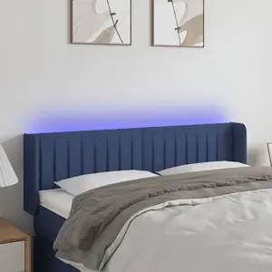 vidaXL Vidaxl Tête De Lit À Led Bleu 147x16x78/88 Cm Tissu pas cher