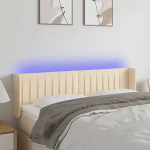vidaXL Tête de lit à LED Crème 147x16x78/88 cm Tissu pas cher