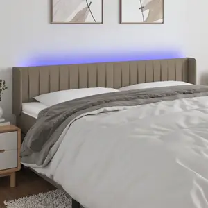 vidaXL Tête de lit à LED Taupe 163x16x78/88 cm Tissu pas cher