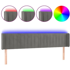 vidaXL Tête de lit à LED Gris foncé 163x16x78/88 cm Velours pas cher