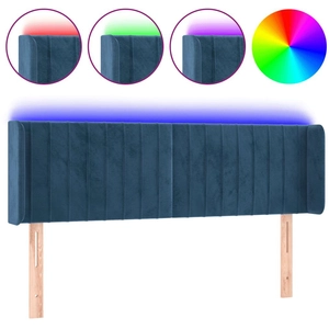 vidaXL Tête de lit à LED Bleu foncé 147x16x78/88 cm Velours pas cher