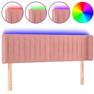 vidaXL Tête de lit à LED Rose 147x16x78/88 cm Velours pas cher