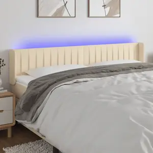 vidaXL Tête de lit à LED Crème 203x16x78/88 cm Tissu pas cher