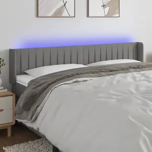 vidaXL Tête de lit à LED Gris foncé 203x16x78/88 cm Tissu pas cher