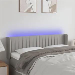 vidaXL Tête de lit à LED Gris clair 147x16x78/88 cm Tissu pas cher