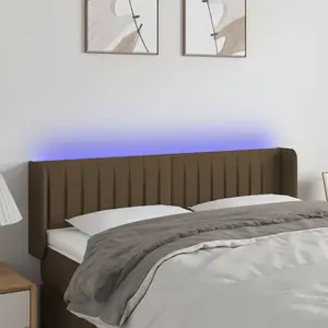 vidaXL Tête de lit à LED Marron foncé 147x16x78/88 cm Tissu