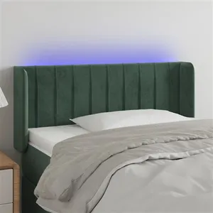 vidaXL Tête de lit à LED Vert foncé 83x16x78/88 cm Velours pas cher