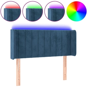 vidaXL Tête de lit à LED Bleu foncé 93x16x78/88 cm Velours pas cher