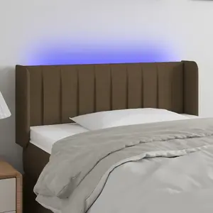 vidaXL Tête de lit à LED Marron foncé 93x16x78/88 cm Tissu pas cher