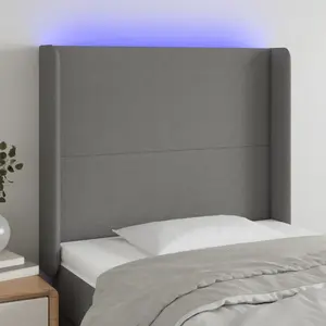 vidaXL Tête de lit à LED Gris foncé 93x16x118/128 cm Tissu pas cher