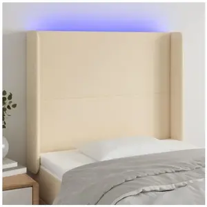 vidaXL Tête de lit à LED Crème 83x16x118/128 cm Tissu pas cher