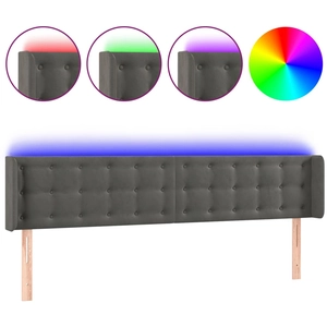 vidaXL Tête de lit à LED Gris foncé 203x16x78/88 cm Velours pas cher