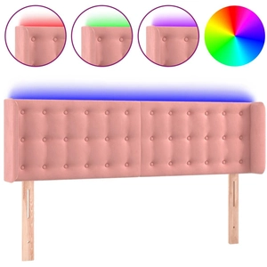 vidaXL Tête de lit à LED Rose 147x16x78/88 cm Velours pas cher