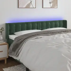 vidaXL Tête de lit à LED Vert foncé 183x16x78/88 cm Velours pas cher