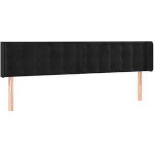 vidaXL Tête de lit à LED Noir 163x16x78/88 cm Velours pas cher