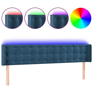 vidaXL Tête de lit à LED Bleu foncé 183x16x78/88 cm Velours pas cher