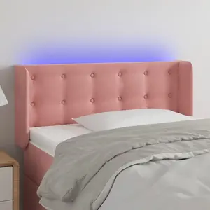 vidaXL Tête de lit à LED Rose 83x16x78/88 cm Velours pas cher
