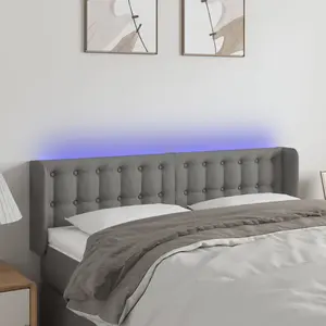vidaXL Tête de lit à LED Gris foncé 147x16x78/88 cm Tissu pas cher