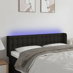 vidaXL Tête de lit à LED Noir 147x16x78/88 cm Tissu pas cher