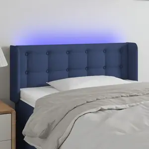 vidaXL Tête de lit à LED Bleu 103x16x78/88 cm Tissu pas cher