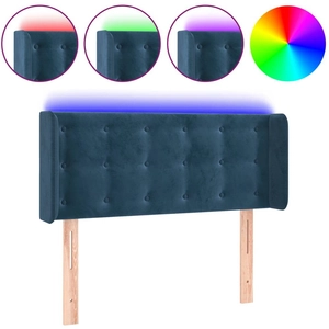 vidaXL Tête de lit à LED Bleu foncé 93x16x78/88 cm Velours pas cher