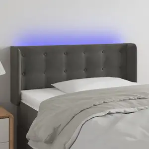 vidaXL Tête de lit à LED Gris foncé 103x16x78/88 cm Velours pas cher