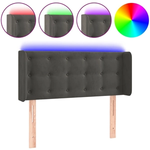 vidaXL Tête de lit à LED Gris foncé 93x16x78/88 cm Velours pas cher