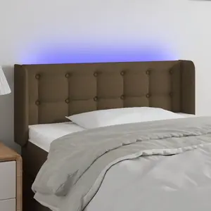 vidaXL Tête de lit à LED Marron foncé 103x16x78/88 cm Tissu pas cher