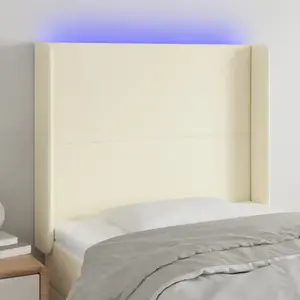 vidaXL Tête de lit à LED Crème 93x16x118/128 cm Similicuir pas cher