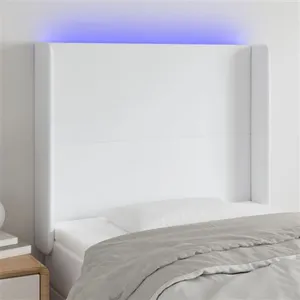vidaXL Tête de lit à LED Blanc 93x16x118/128 cm Similicuir pas cher