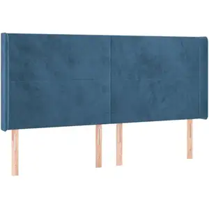 vidaXL Tête de lit à LED Bleu foncé 203x16x118/128 cm Velours pas cher