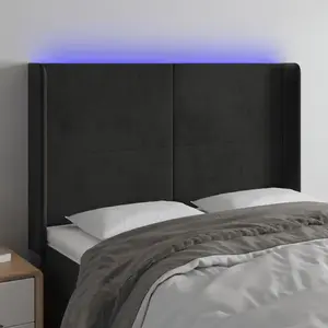 vidaXL Tête de lit à LED Noir 147x16x118/128 cm Velours