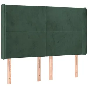vidaXL Tête de lit à LED Vert foncé 147x16x118/128 cm Velours pas cher