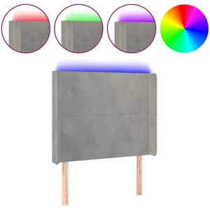 vidaXL Tête de lit à LED Gris clair 147x16x118/128 cm Velours pas cher