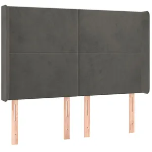 vidaXL Tête de lit à LED Gris foncé 147x16x118/128 cm Velours pas cher