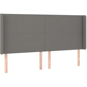 vidaXL Tête de lit à LED Gris foncé 203x16x118/128 cm Tissu pas cher