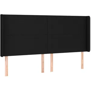 vidaXL Tête de lit à LED Noir 203x16x118/128 cm Tissu pas cher
