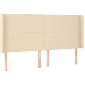 vidaXL Tête de lit à LED Crème 163x16x118/128 cm Tissu pas cher