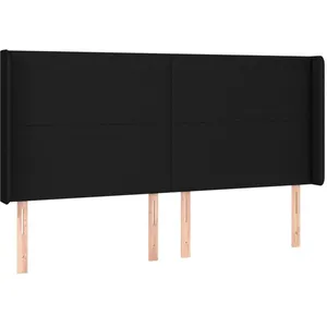 vidaXL Tête de lit à LED Noir 163x16x118/128 cm Tissu pas cher