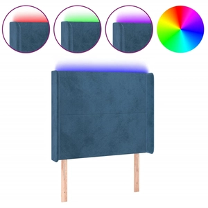vidaXL Tête de lit à LED Bleu foncé 183x16x118/128 cm Velours pas cher