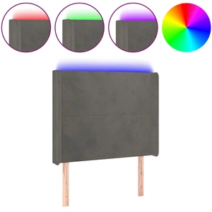 vidaXL Tête de lit à LED Gris foncé 203x16x118/128 cm Velours pas cher