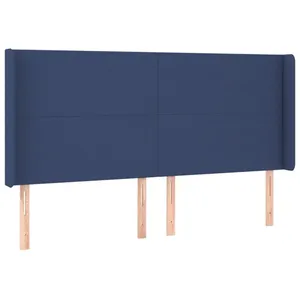 vidaXL Tête de lit à LED Bleu 203x16x118/128 cm Tissu pas cher