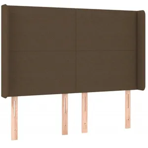 vidaXL Tête de lit à LED Marron foncé 147x16x118/128 cm Tissu pas cher