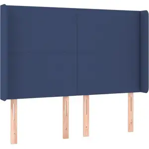 vidaXL Tête de lit à LED Bleu 147x16x118/128 cm Tissu pas cher