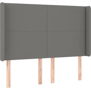 vidaXL Tête de lit à LED Gris foncé 147x16x118/128 cm Tissu pas cher