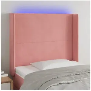 vidaXL Tête de lit à LED Rose 93x16x118/128 cm Velours pas cher