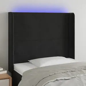 vidaXL Tête de lit à LED Noir 103x16x118/128 cm Velours pas cher