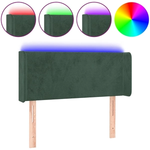vidaXL Tête de lit à LED Vert foncé 103x16x118/128 cm Velours pas cher